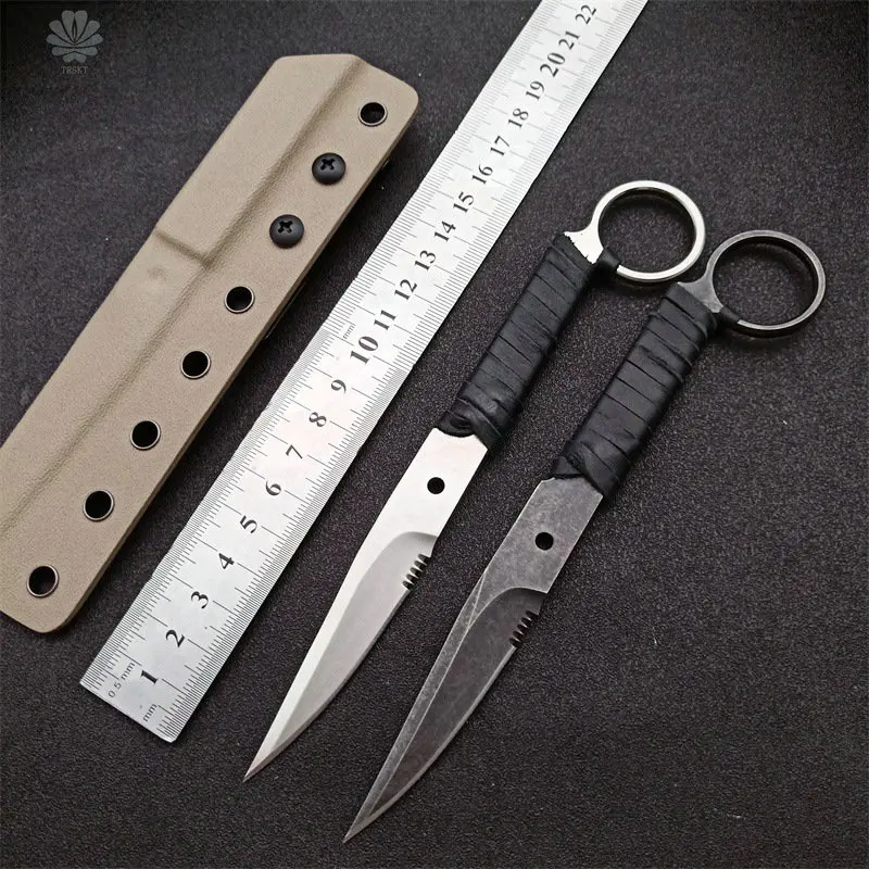 Trskt 440c Neck Knife Camping Kitchen Tool Outdoor Rescue Survival Pokcet Knives Hunting EDC Tool With Kydex Dropshipping