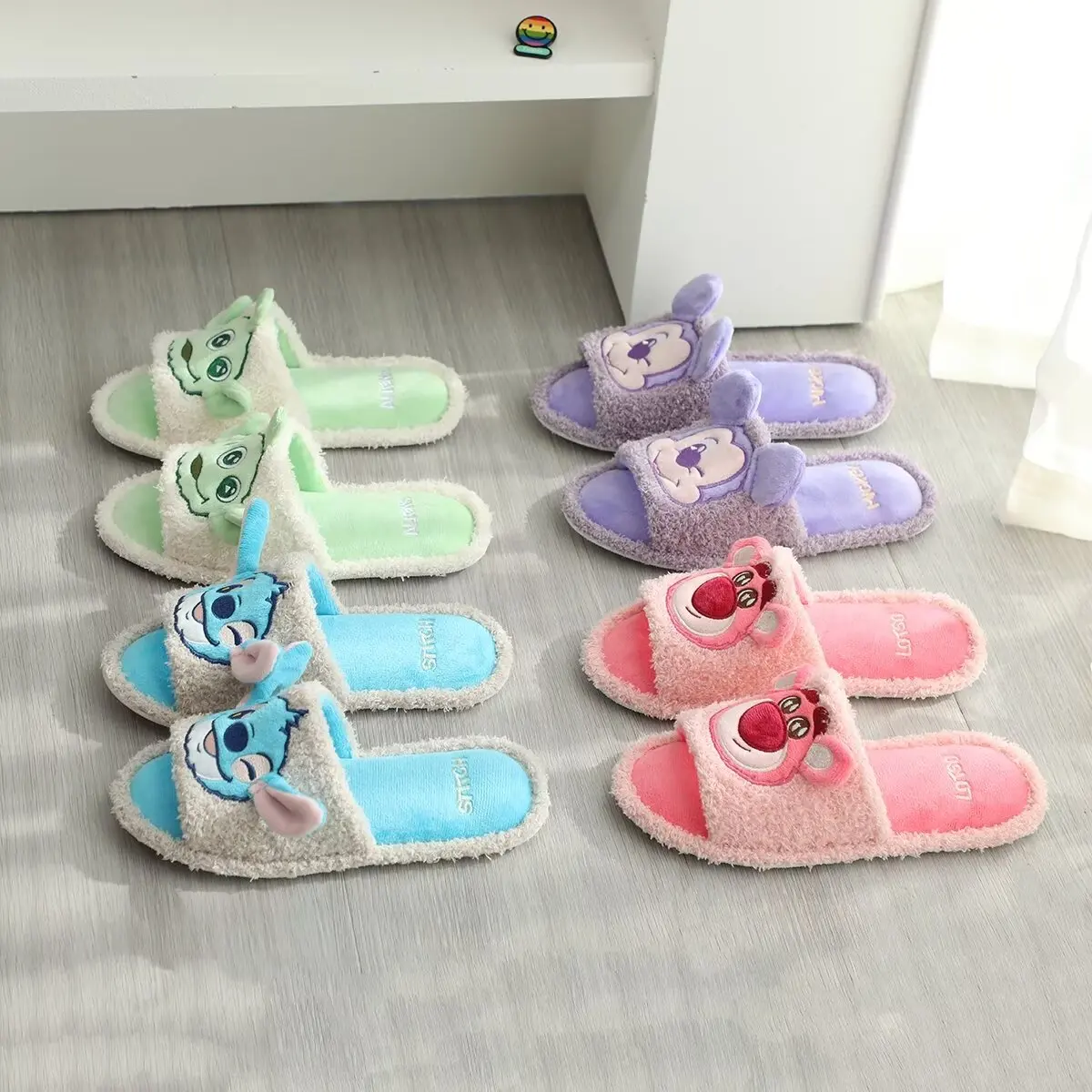 Cartoon Anime Slippers Stitch Lotso Indoor Shoes Japanese Style Open Toe Flip Flops For Sweet Girl Flat Shoes Spring Summer