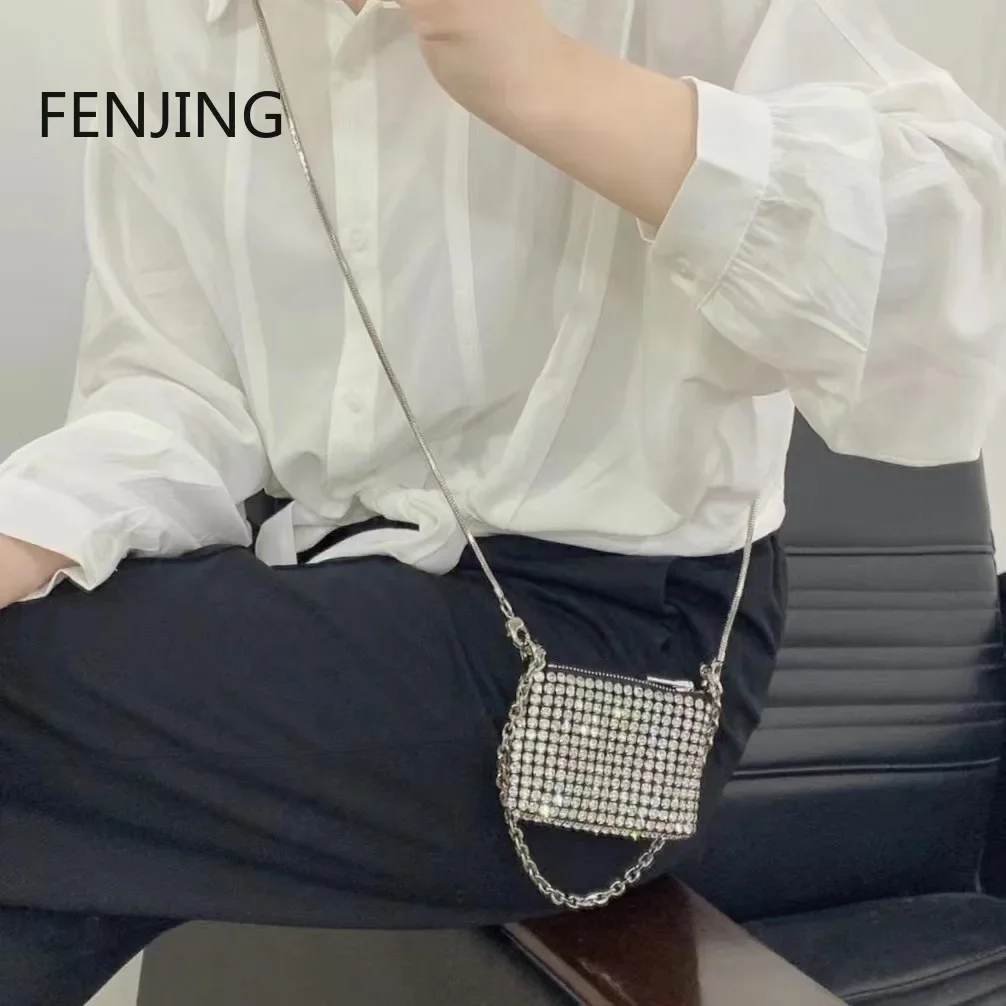 Rhinestone Diamond Mini Chain Shoulder Bags for Women Small Purses Clutch Female Crossbody Bag Fanny Pack Luxury Handbags 2023