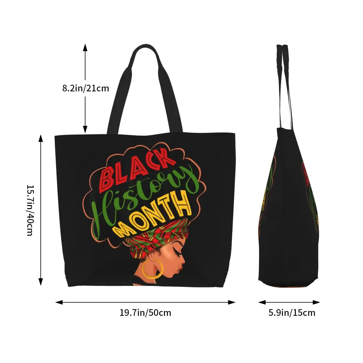 Recycling Black Queen African Girl Women Shopping Bag Women Shoulder Canvas Tote Bag Portable Groceries Shopper Bags