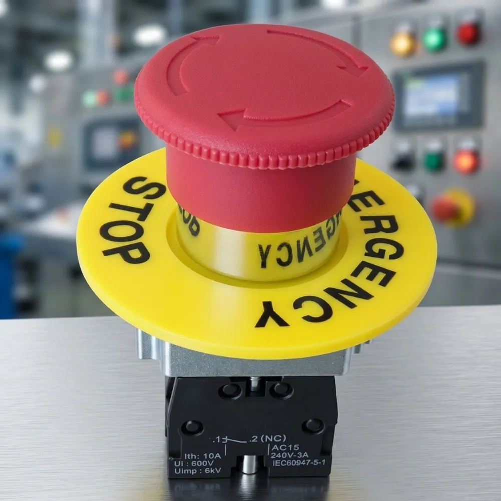 2pcs IP65 Waterproof Push Button Switch with Self Locking Mechanism 1NO 1NC for Stop Circuits and Machinery Operation