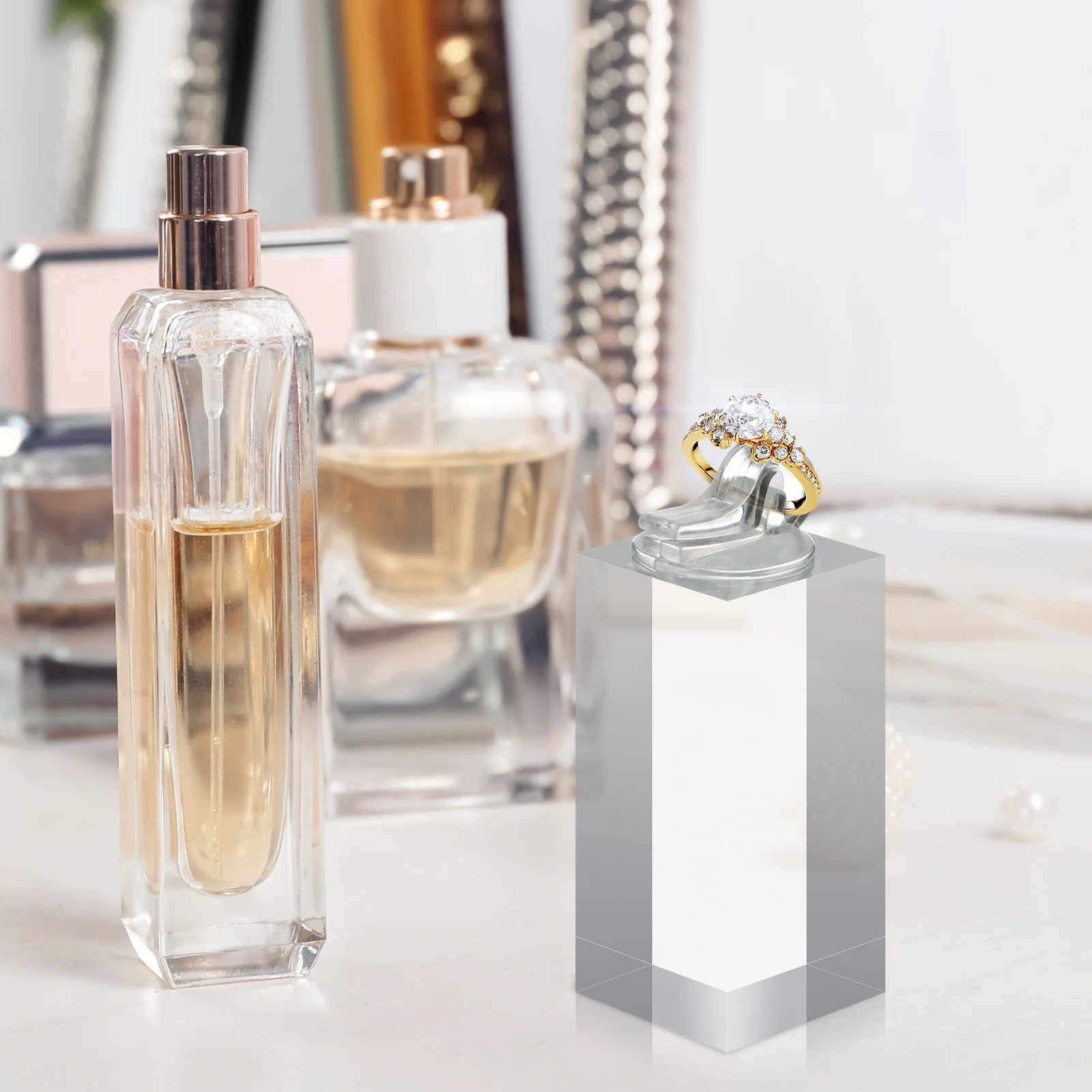 7 قطعة واضح الاكريليك مكعب حلقة عرض موقف حامل للمجوهرات أقراط تخزين شفافة منظم سطح المكتب عرض مكعبة