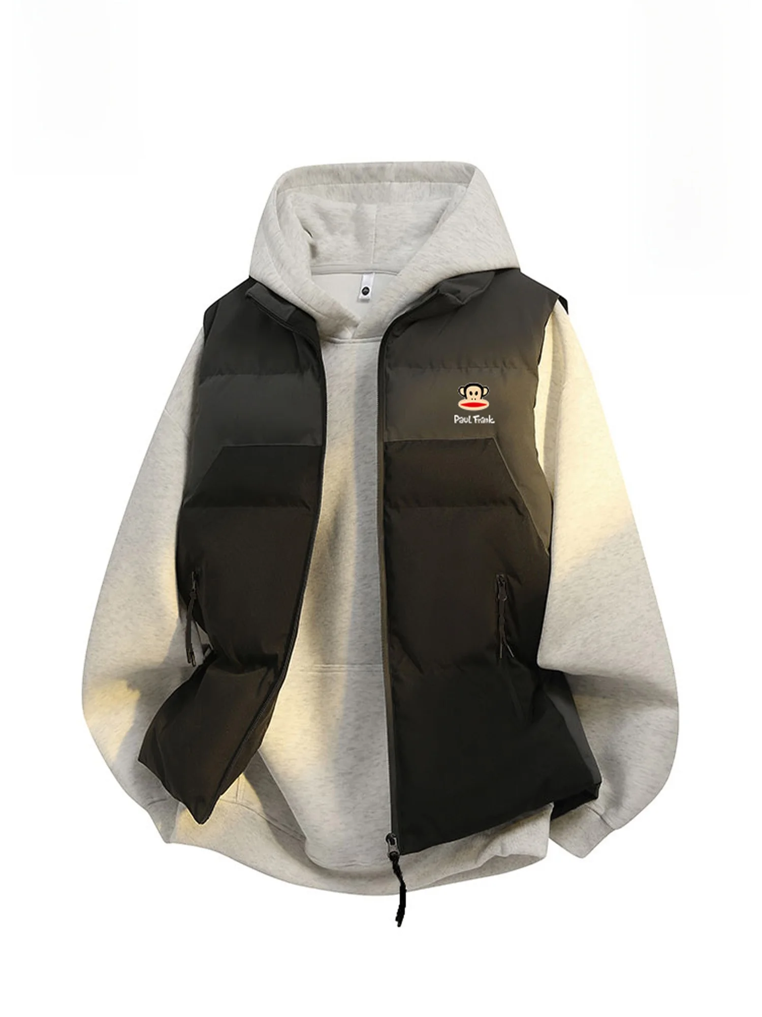 

PaulFrank Winter Warm Cotton Vest Men's Casual Stand Collar Svel Jaet Thiened Zipper Decoration Youth Faion