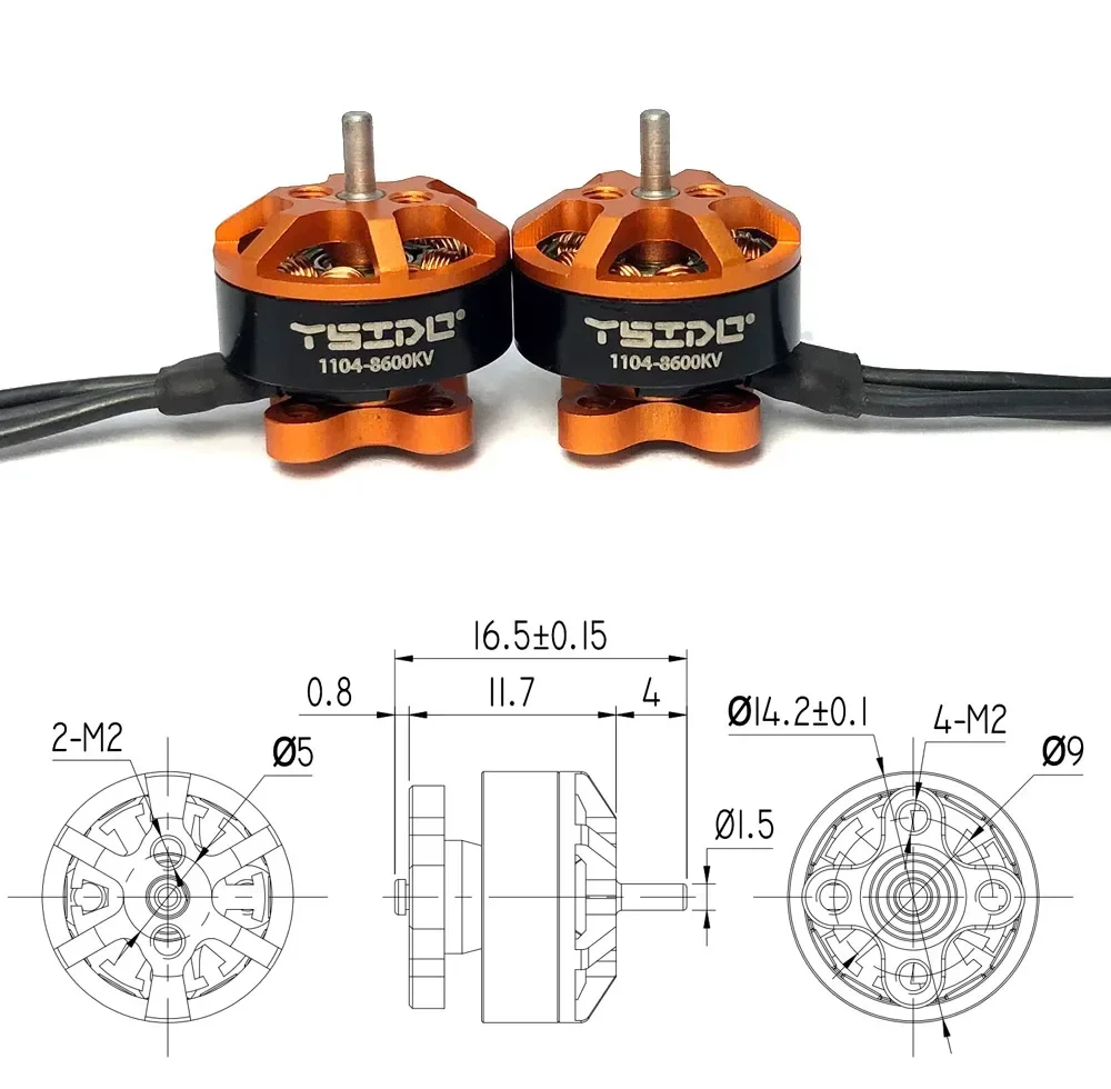 4Pcs1Pcs YSIDO 1104 7500KV 8600KV Brushless Motor for RC Drone 90-110mm FPV Racing Multirotor Quadcopter Alpha A75 Beta75X Crux3