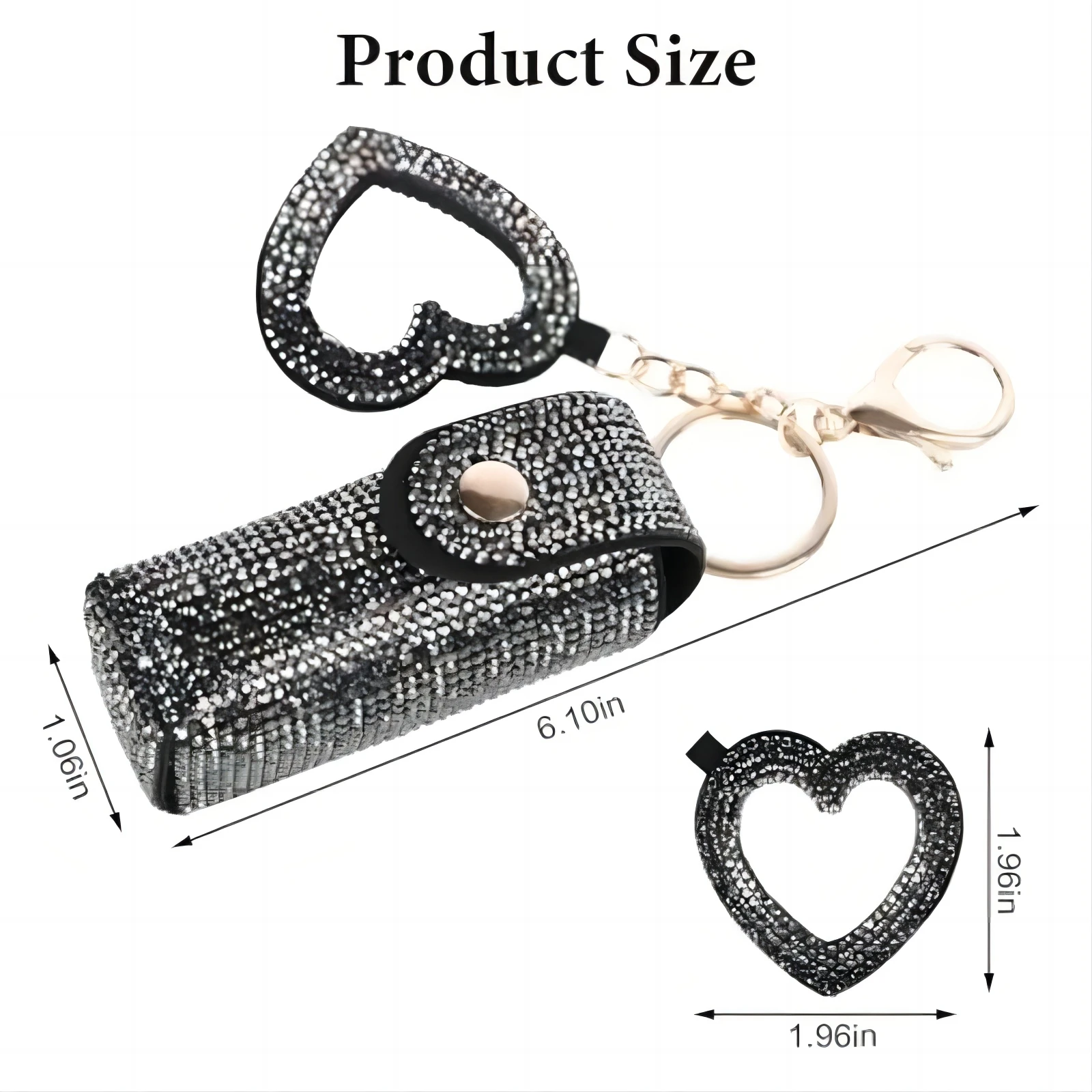 Lipstick Organizer Keychain, Rhinestonee Lipstick Case with Mirror for Women, Portable Lipstick Leather Holder Lip Gloss Bag Lip