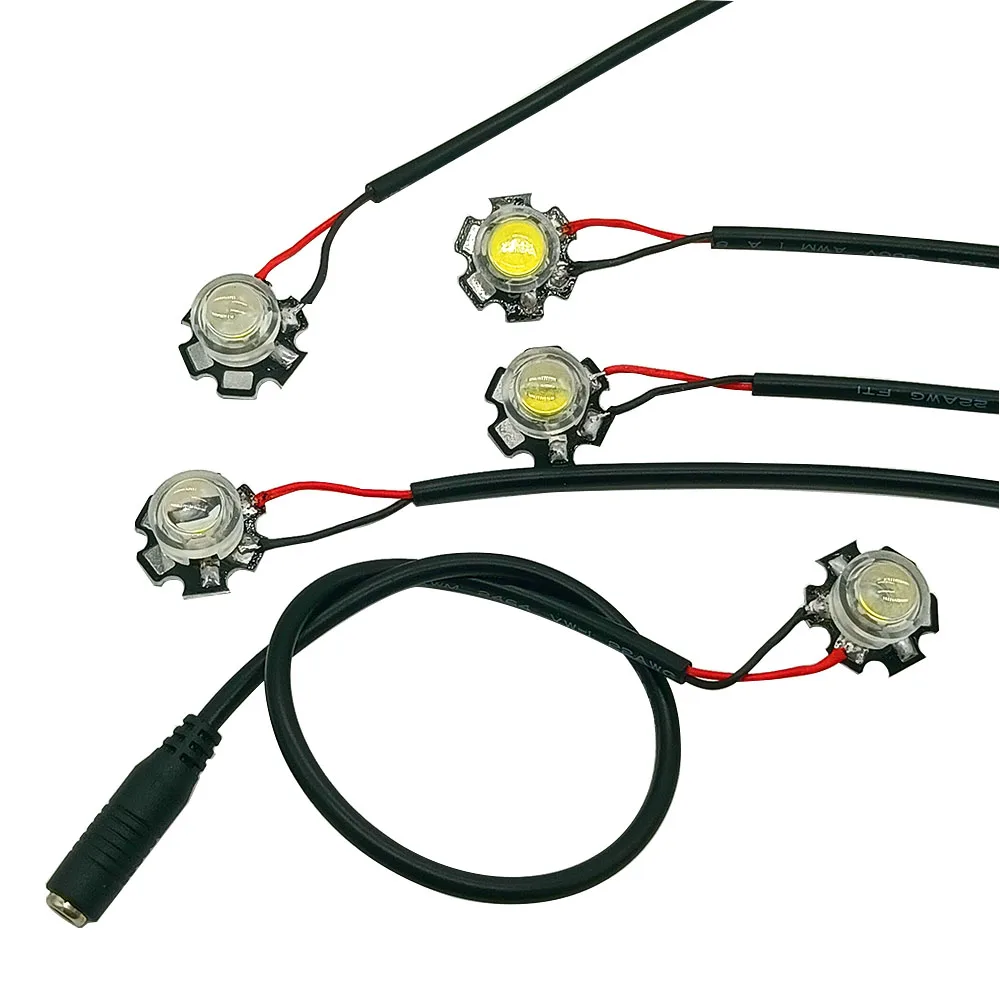 1W/3W LED Beads White Light Warm White Neutral White Welding 20mm Aluminum Substrate with 13MM 60 Degree Lens Welding DC Wire Fe