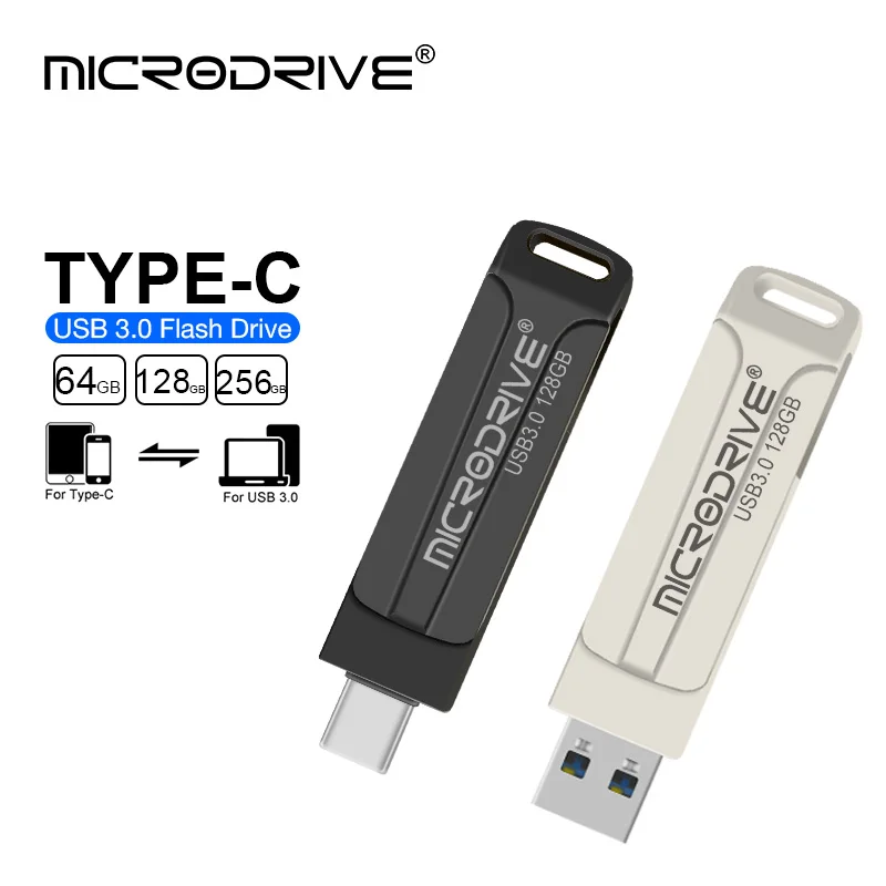 MicroDrive 2 в 1 USB-флеш-накопитель Memory Stick USB3.0 TYPE-C OTG Портативный U-диск 64 ГБ 128 ГБ 256 ГБ для телефона Компьютер