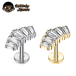 ASTM F136 Titanium Lip 16G 18G Internal Thread 5A Zircon Helix Tragus Cartilage Conch Piercing Labret Lip Nail Sexy Body Jewelry