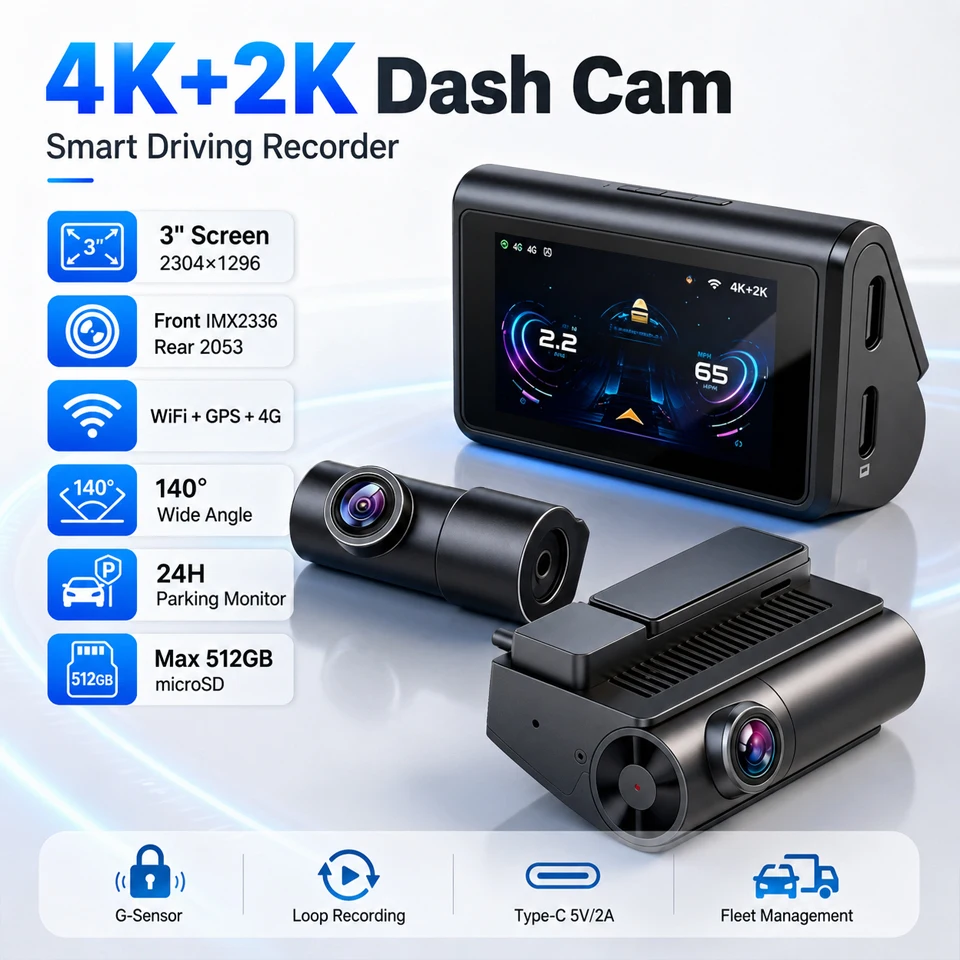 Dash Cam 4K Sony Starvis - XFY Dashcam Anteriore e Posteriore 4K+2K