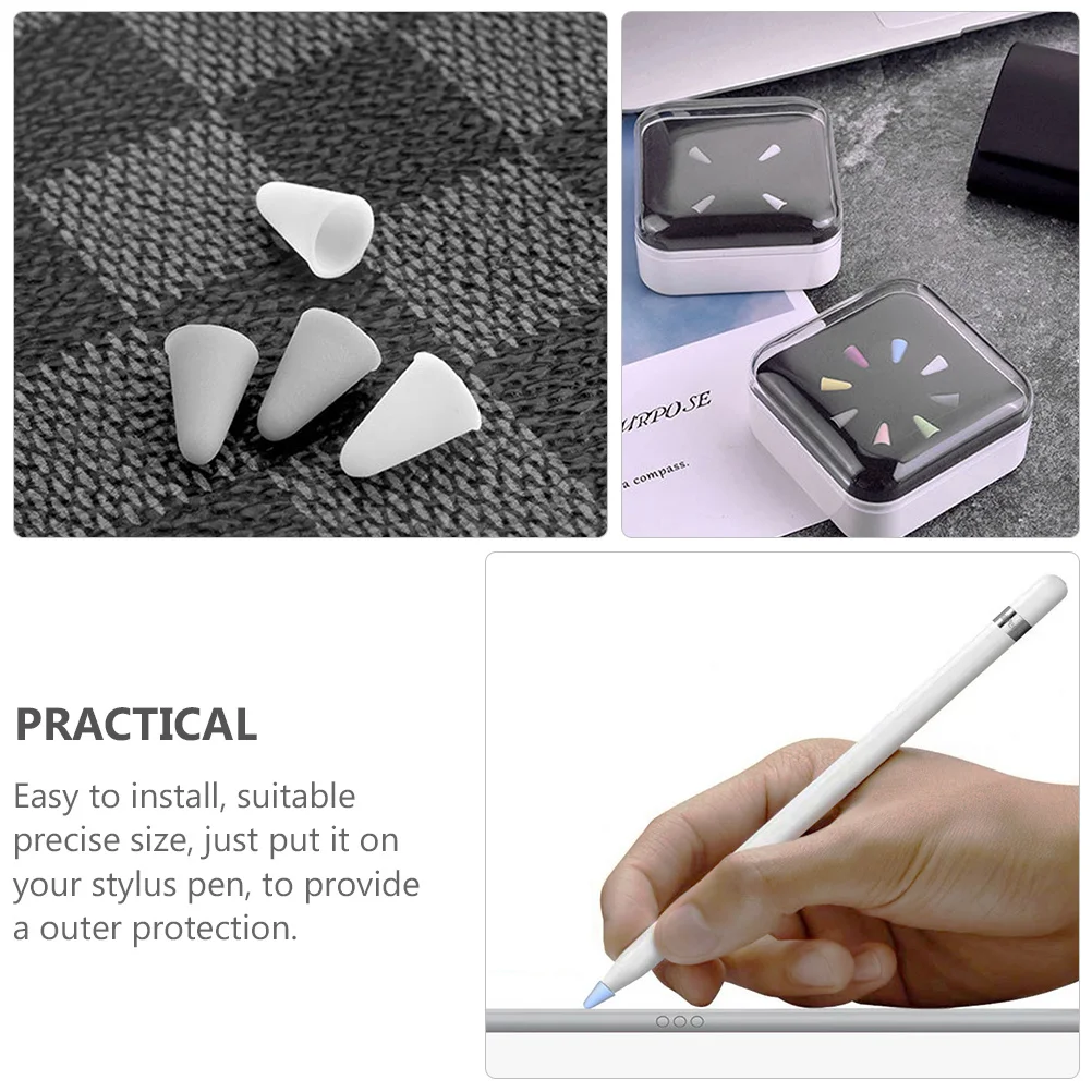 

8pcs Silicone Nibs Caps For Pencil 1/2 Stylish Protective Cover Non-Slip Grip Stylus Pen Case Touch Pen Sleeve