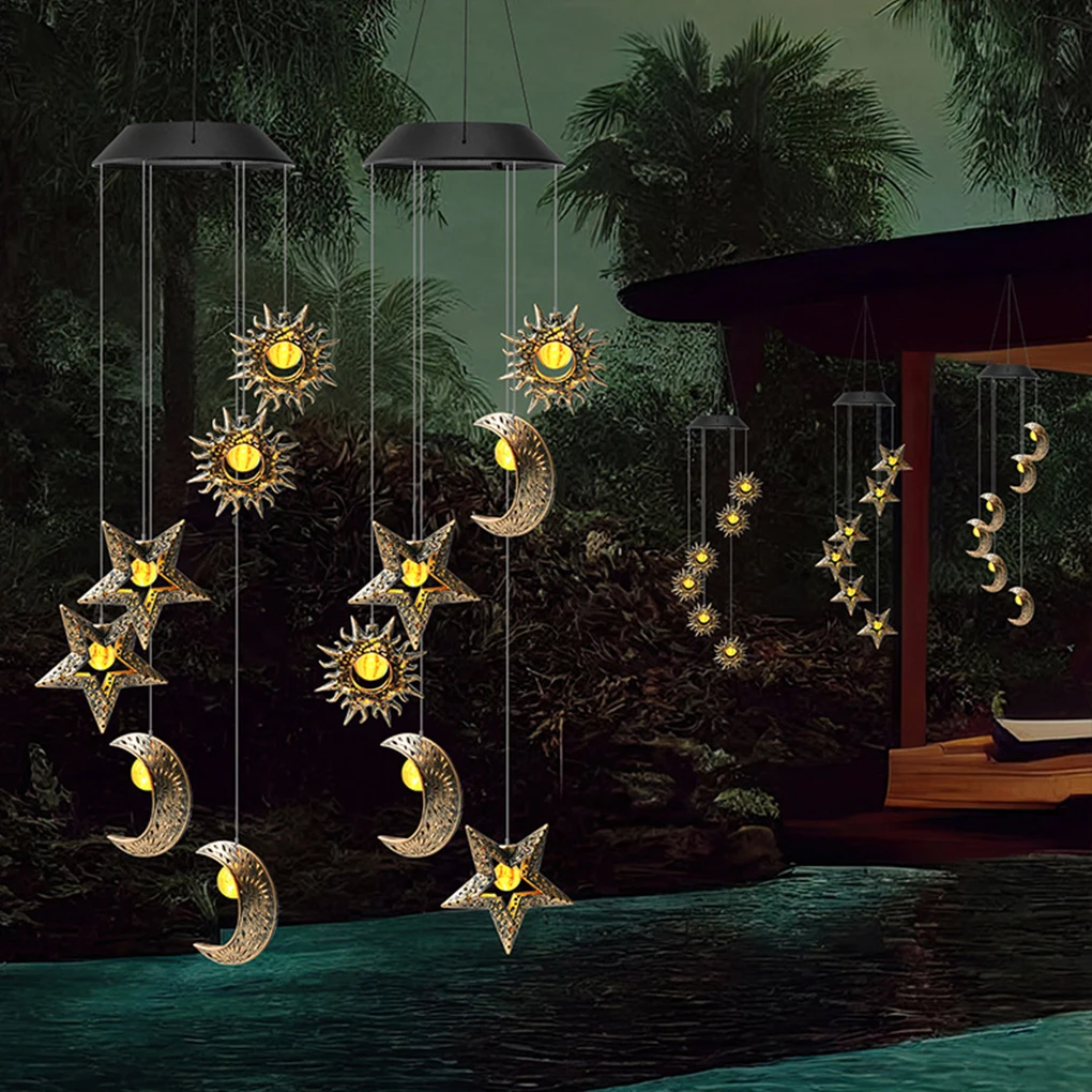 Criativa Solar Wind Chime Light Shape, Iluminação estética no jardim, pátio e luz ao ar livre