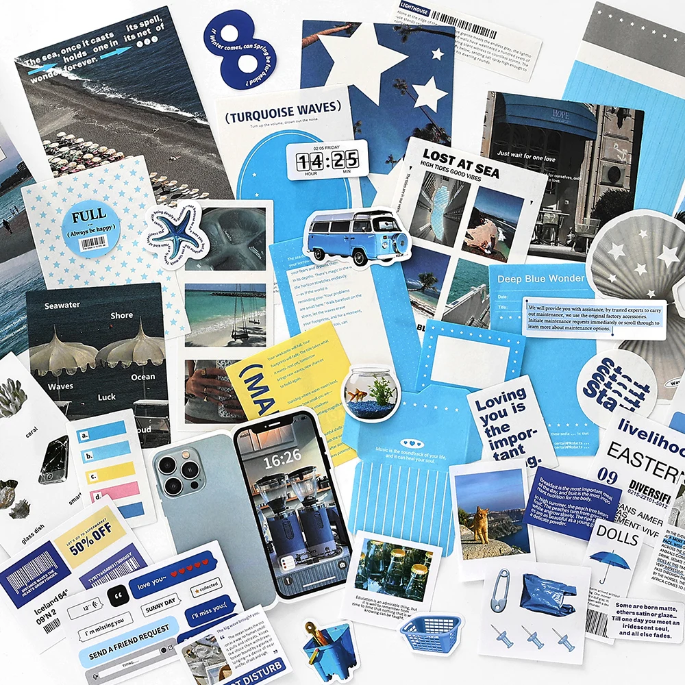 

50 шт., ретро Ins журнал, декоративный материал, набор наклеек, креативный справочник, коллаж, сделай сам, дневник, альбом, скрапбук, эстетические принадлежности