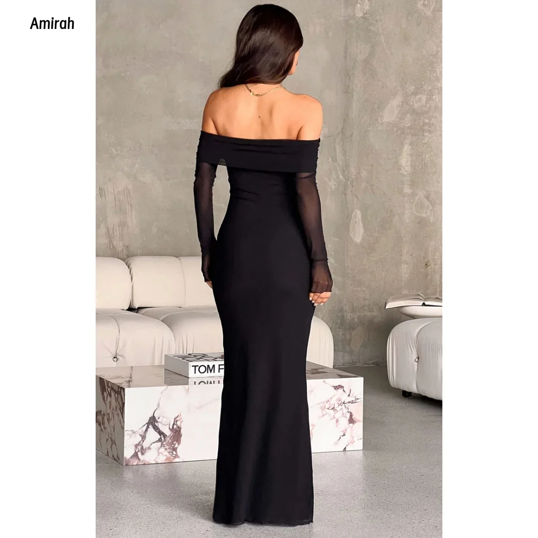 Amirah 맞춤 제작 볼 가운 블랙 우아함 특별 행사에 대한 여성의 우아한 드레스 긴 물고기 꼬리 댄스 파티 드레스 럭셔리