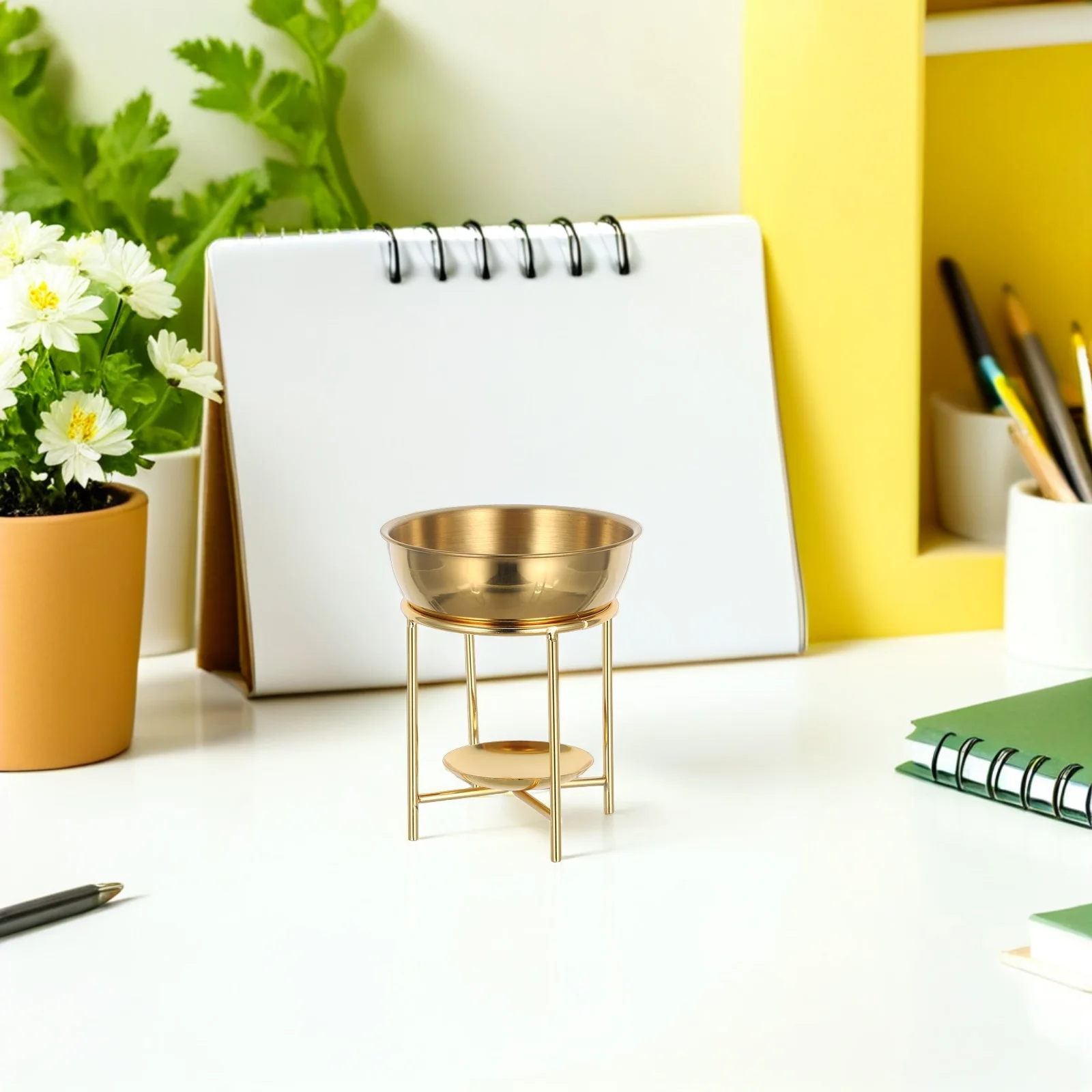 

Gold Tealight Wax Melt Warmer Stainless Steel Aromatherapy Oil Burner Detachable Essential Diffuser For Home Fragrance