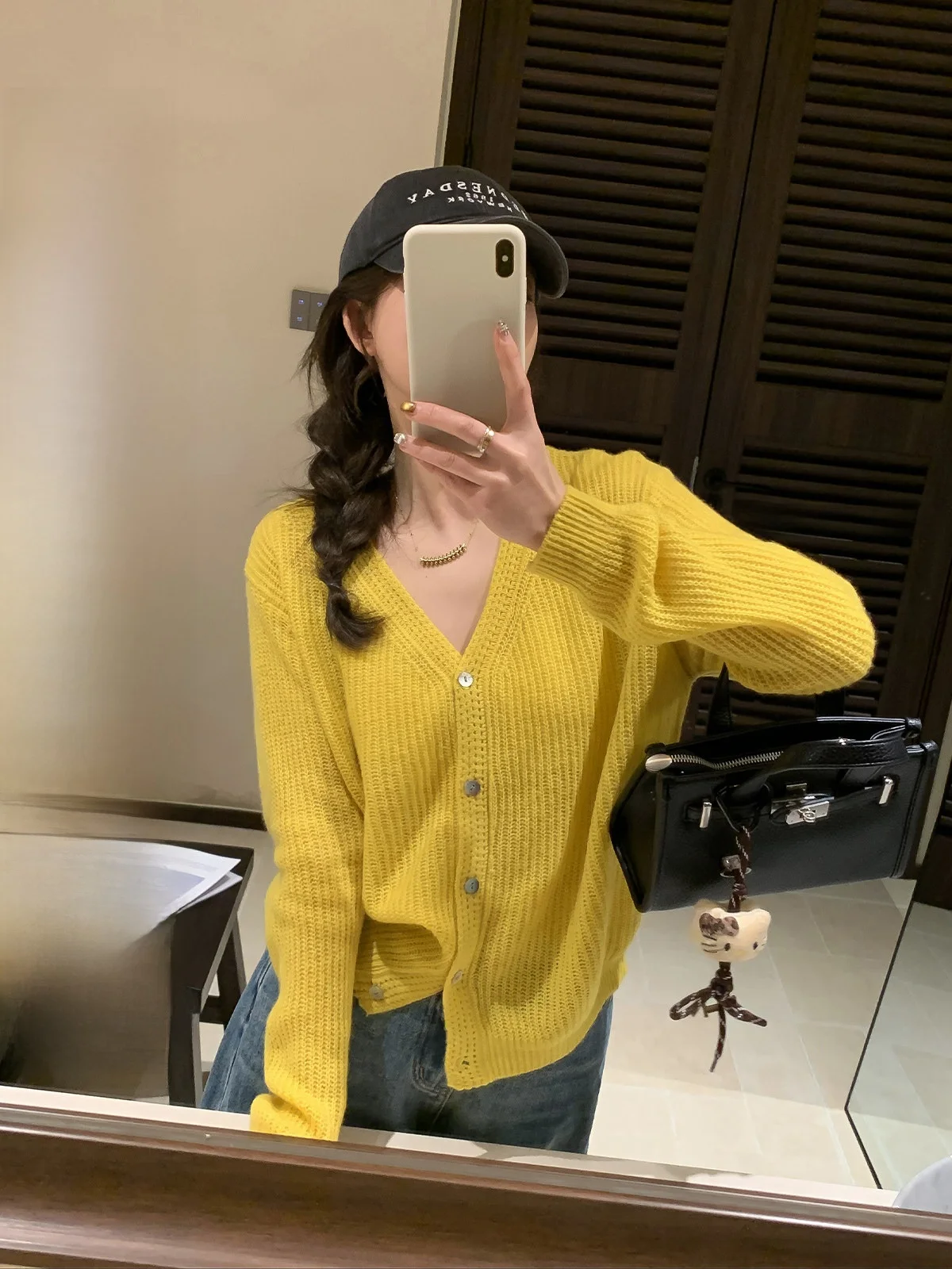 

Женский вязаный кардиган Love Devil Fi с V-образным вырезом, в полоску, из твида, весна 2026, повседневный, свободного кроя, с длинными рукавами, на пуговицах