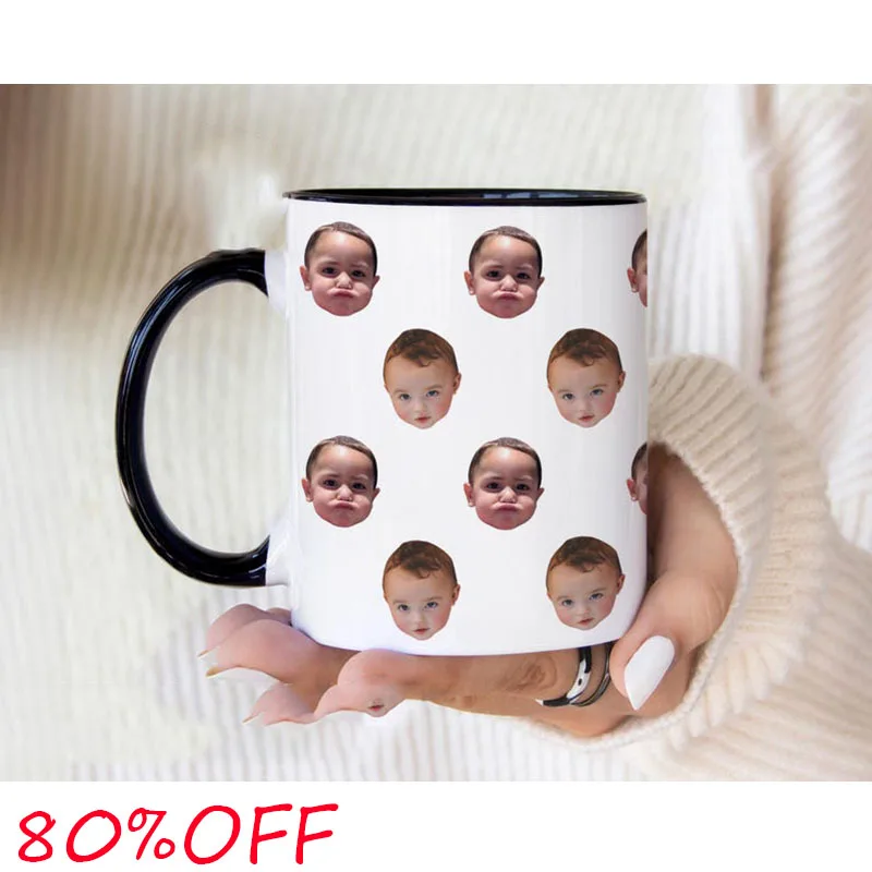 

Custom Dogs Kids Daddy Mom Photo Face Mug Novelty Portrait Mug Personalized Unique Gift for Father's Day & Mom Funny Face Gift