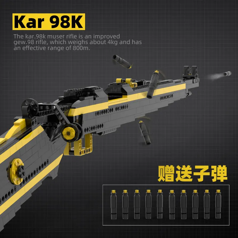 ZKZC technique WW2 arme militaire bloc de construction MOC 98K fusil de Sniper fusil d'assaut ville Police pistolet brique enfants jouets cadeau