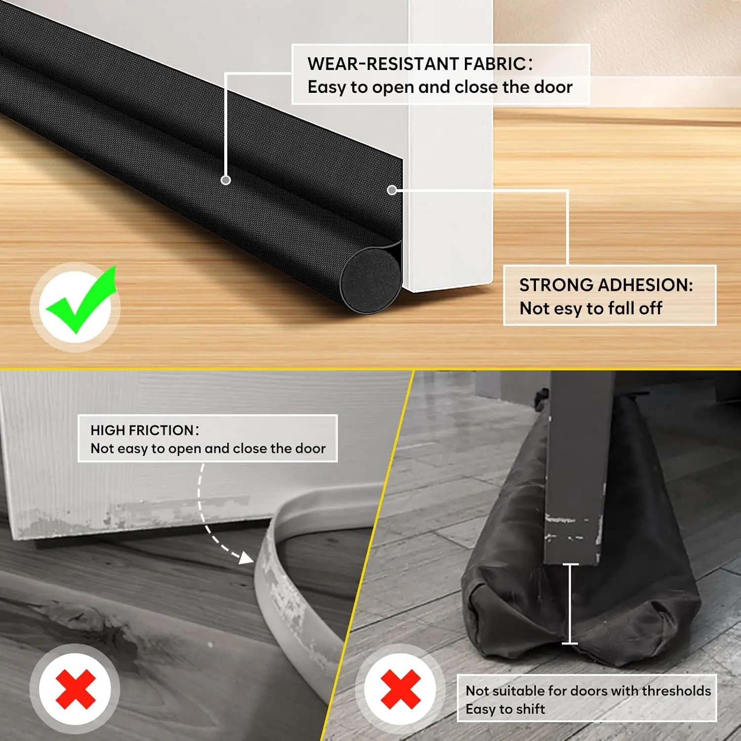 A Sealing Strip Door Seam Door Bottom Sealing Strip Sound Insulation Wind Strip Foam Tape Bedroom Door Gap Waterproof Handwork
