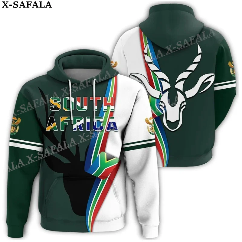 South Africa Country Flag Springboks 3D Print Zipper Hoodie Men Pullover Sweatshirt Hooded Jersey Tracksuits Outwear Casual-2