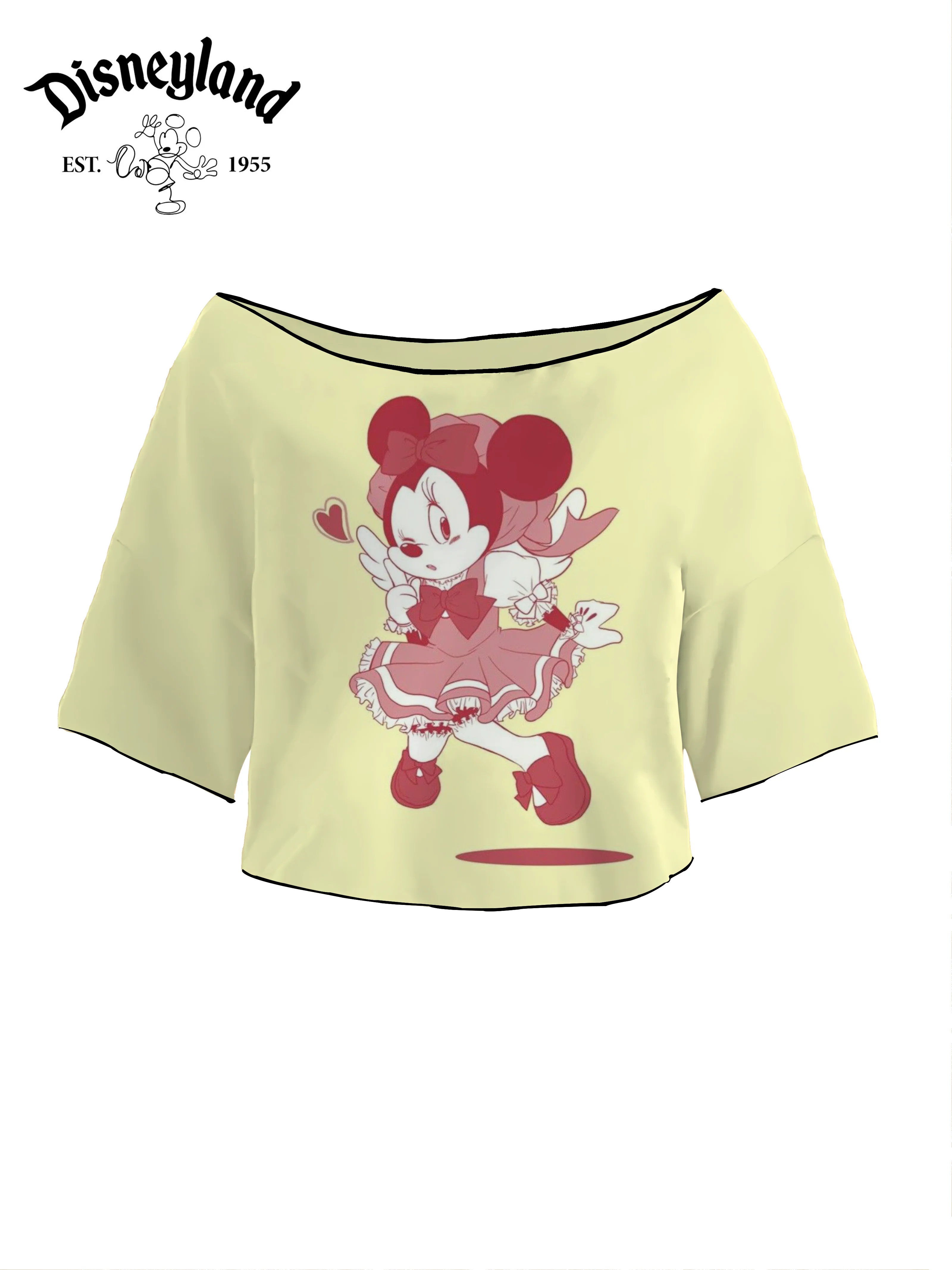 T-shirts T-shirt Crop Tops Sexys Woman Clothing Anime Short Sleeve Lettuce Trim Mickey Minnie Mouse Kpop Y2k Top Summer Clothes