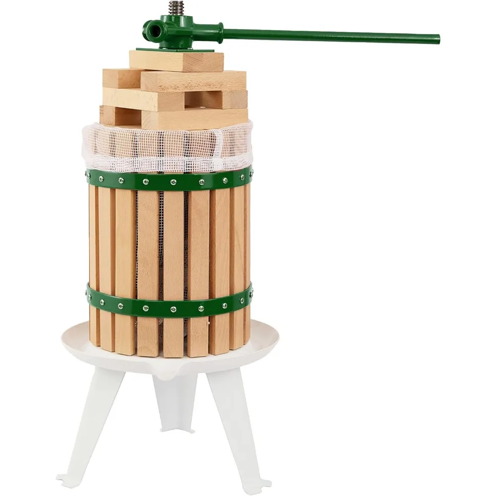 

CAELUM 3.2 Gallon Fruit Wine Press - Manual Juicer for Apples, Grapes, and Berries with Solid Wood Basket and 6 Blocks