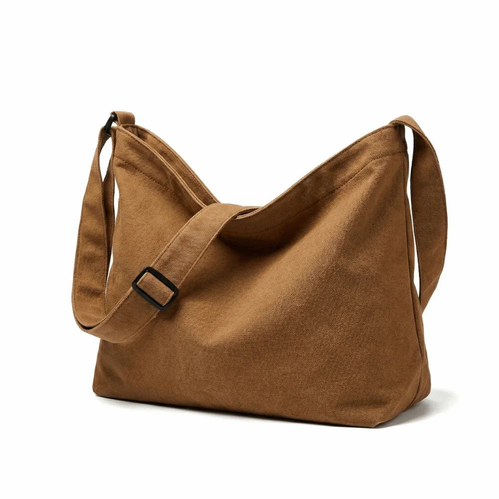

New Large Capacity Women's Shoulder Bag Retro Thickened Sturdy Canvas Crossbody Bag Japanese Style Solid Color Tote Bag School