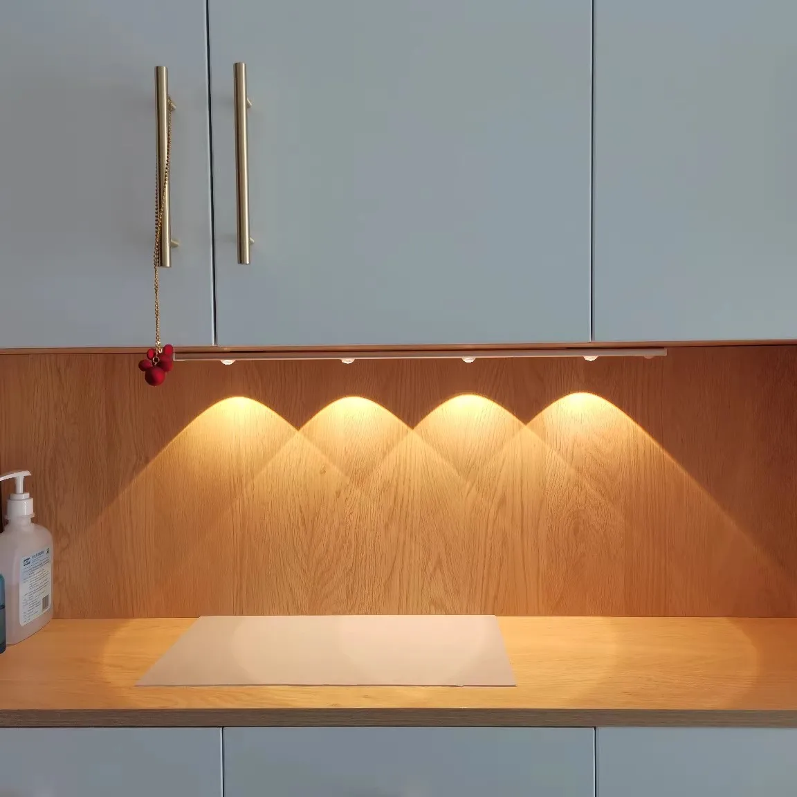 Ultra-Thin Smart LED Human Body Induction Light Rechargeable, 3 Color Adjustable  for Closet Kitchen Cupboard Silver 60CM