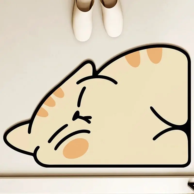 VIKAMA Korean-Style Cream-Colored Rugs: Cute Bear-Printed Absorbent Bathroom Non-Slip Mats and Entryway Rugs for Home Decor
