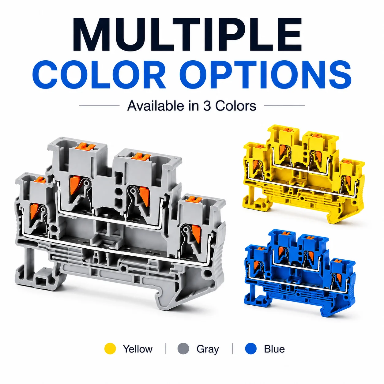 PTTB-2.5 Double Layer Spring Terminal Block 2 In 2 Out Tool-Free Din Rail Terminal Strip