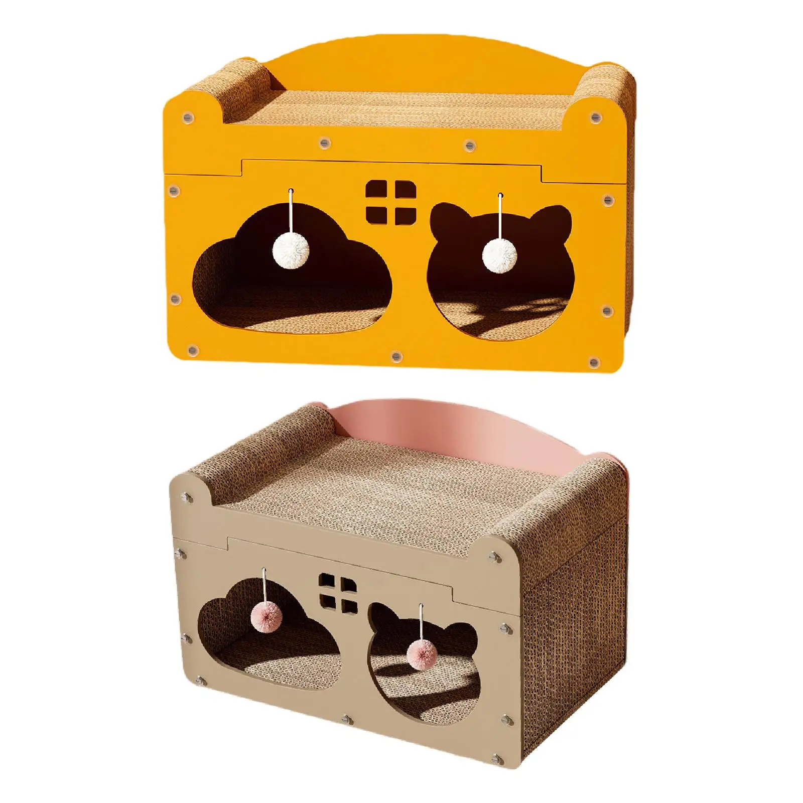 Cat Corrugated House Animal Shelter Detachable Portable Sleeping Liightweight Play House Lounge Bed Scratcher Pad Toy Bunny