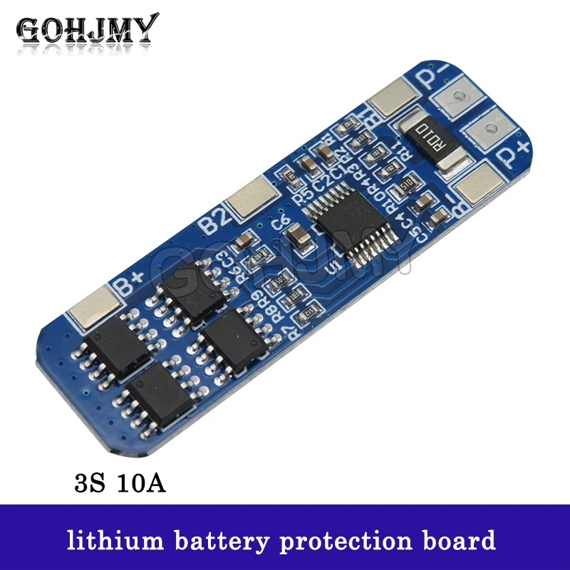 3S 12V 18650 lithium battery protection board 11.1V 12.6V anti overcharging and peak discharge 10A overcurrent protection