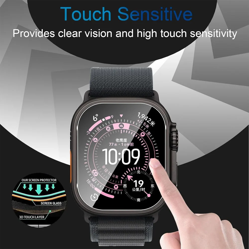 Vidrio templado para Apple Watch Ultra 3 49mm Protector de pantalla accesorios antiarañazos HD película completa iWatch Series Ultra 2 3 cubierta