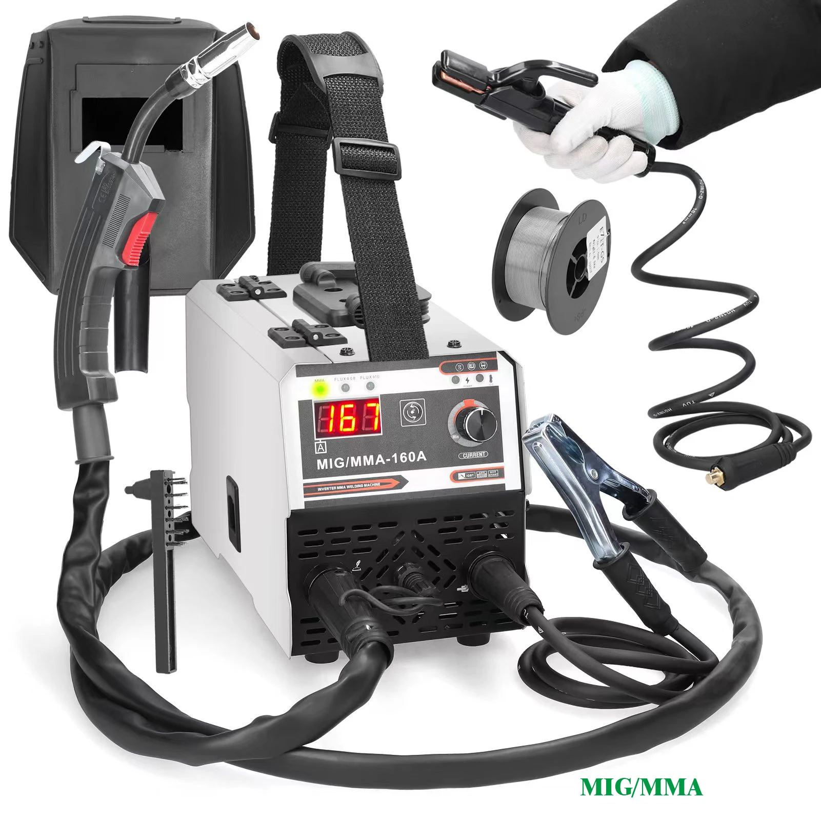 Portable mini handheld 120A 110/220V  2 in 1 MIG MMA IGBT GASLESS Flux wire Welding Machine Welders AWG