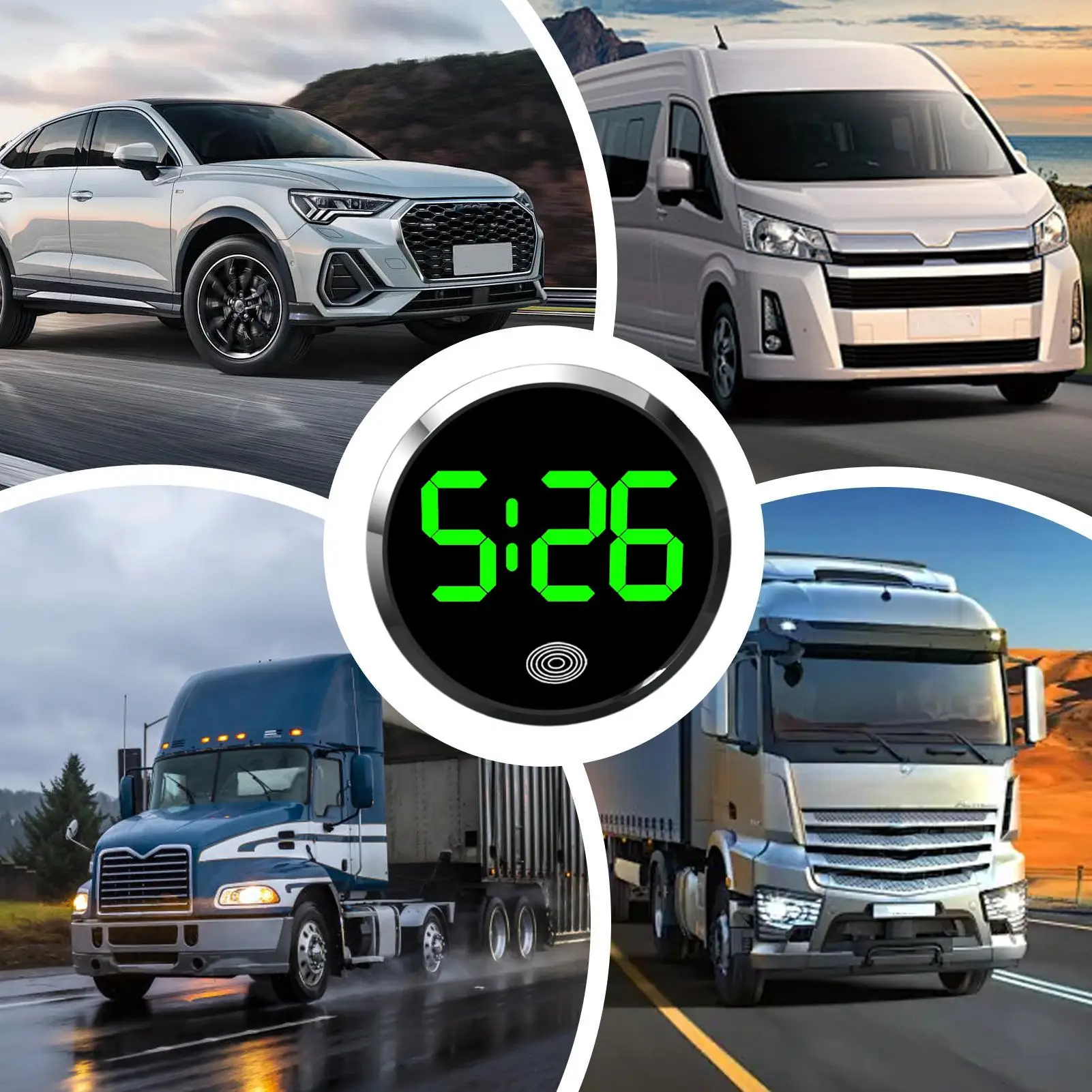 Car Mounted Electronic Clock With Touchscreen LED Display Light Watch Auto Dashboard Time Mechanics Clocks Car Interior Accessor