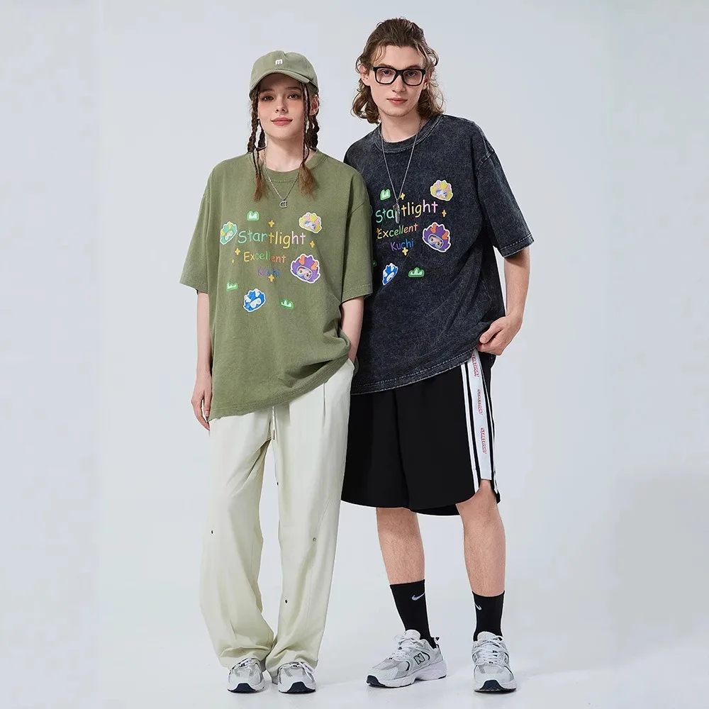 

Men's Cotton T-shirt Heavy 260g Summer Short Sleeve Loose Crisp Style Sweat-absorbent