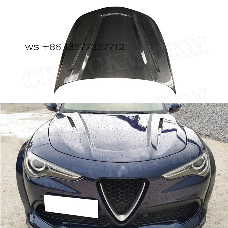 

Factory hot salesCarbon Fiberont Engine Hood Air Vent Bonnet Cap For Alfa Romeo Stelvio 2017 2018 2019 Car Accessories FRP Body