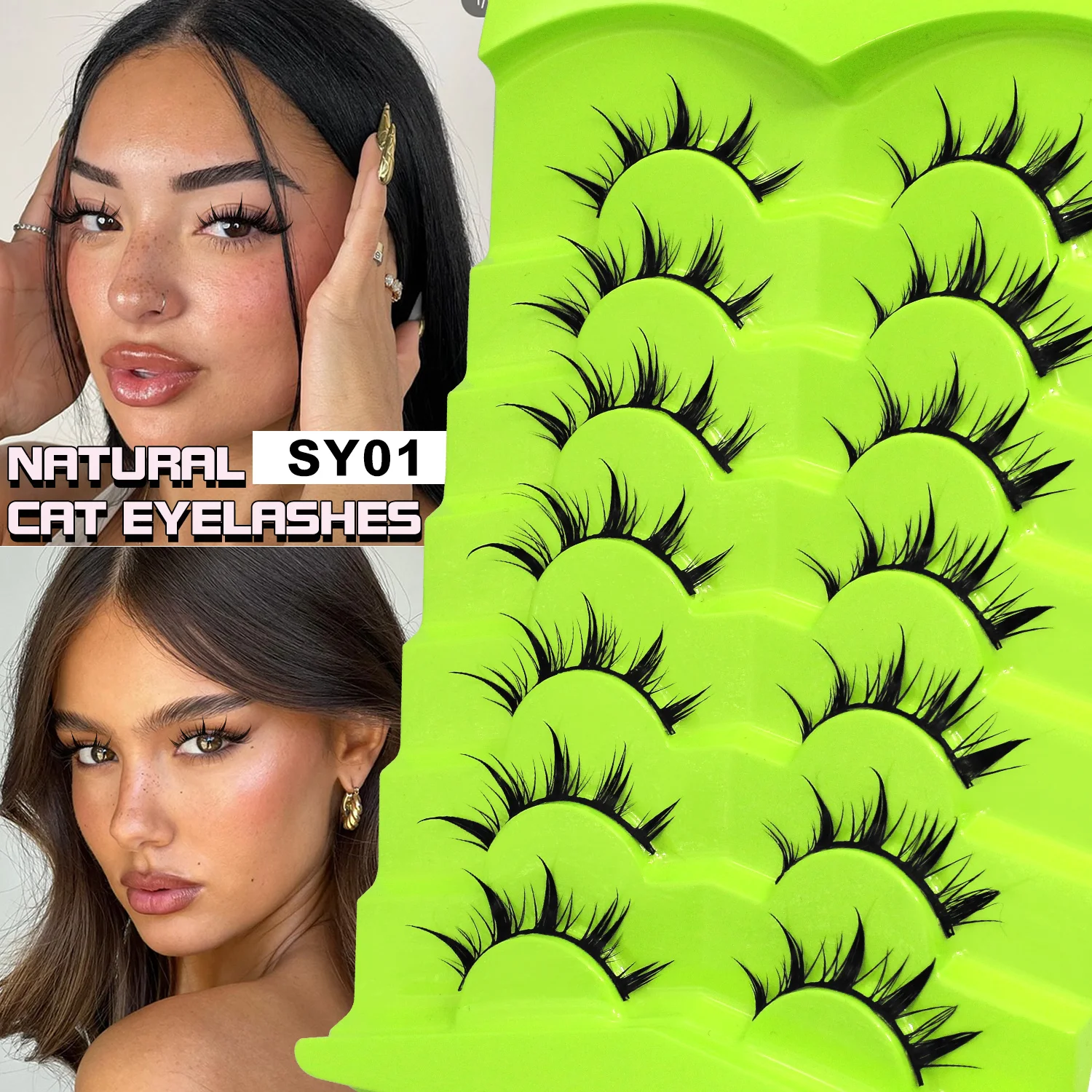 LASVIREY マンガまつげ ナチュラルウェットラッシュ ソフトクロス ナチュラルロングつけまつげ ナチュラルカール ​ ​   3Dフェイクミンクまつげメイク