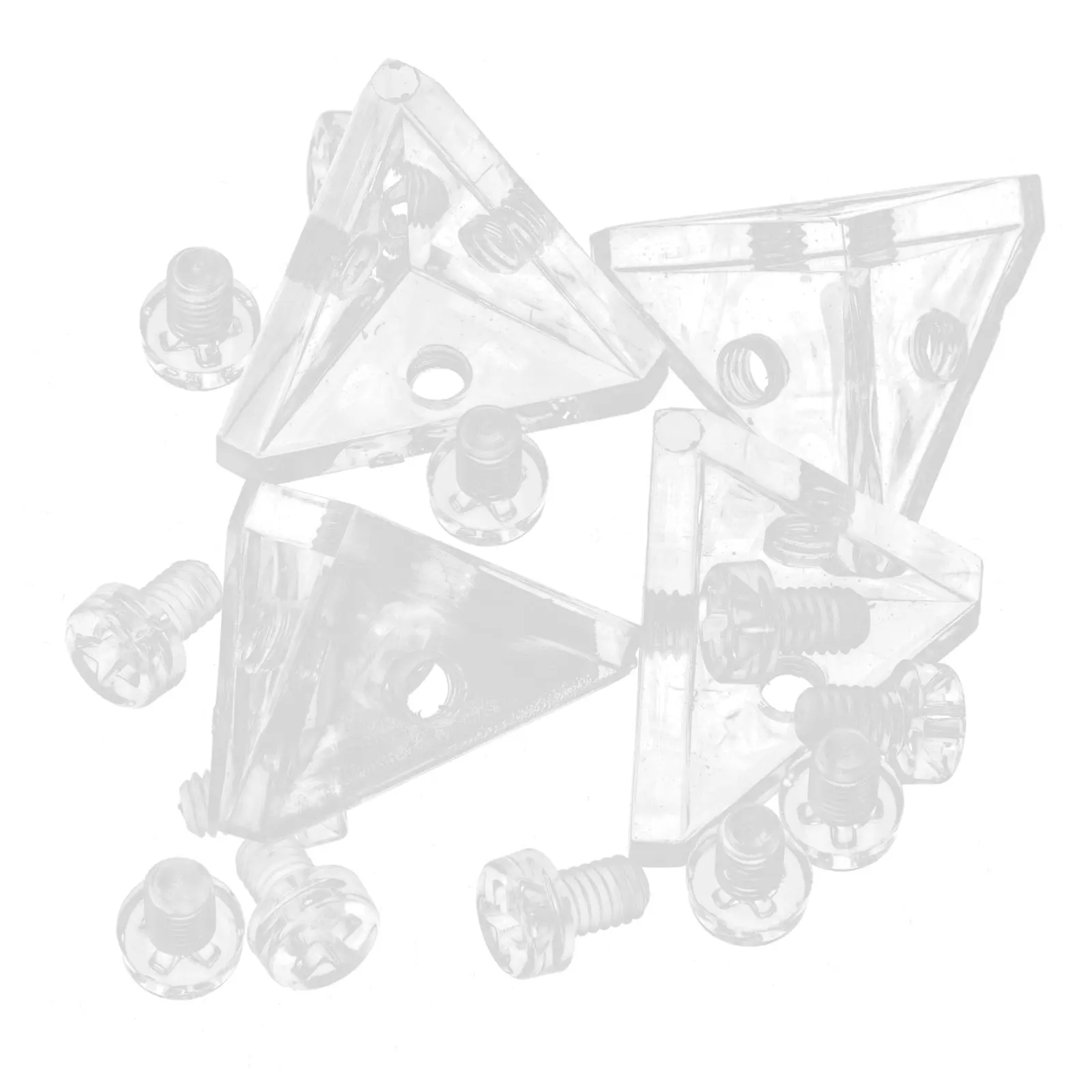 

4 Sets Acrylic Plate Fixing Parts Transparent Corner Brackets 3 Hole M4x6 Screws Shelf Braces Joint Fasteners Durable Support