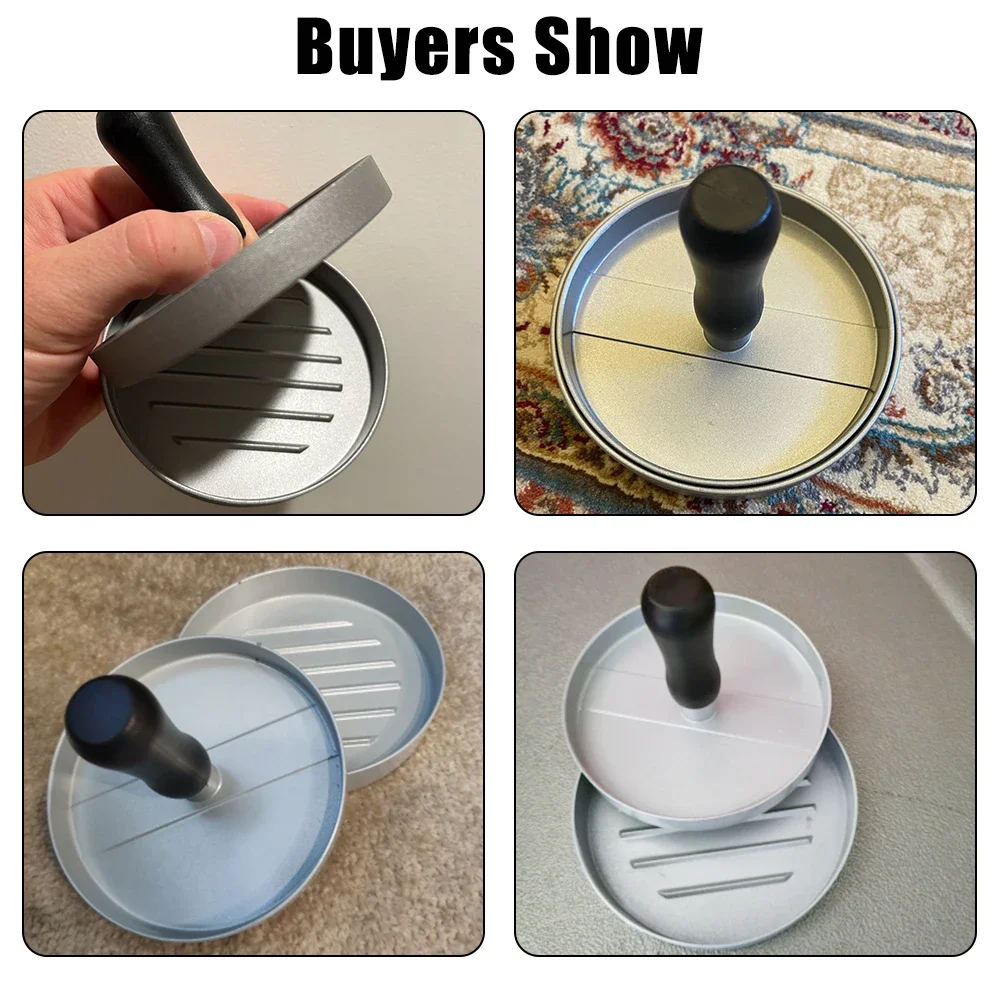 Non-Stick Burger Press Hamburger Patty Maker Aluminum BBQ Grill Patty Maker with Wax Paper for Kitchen