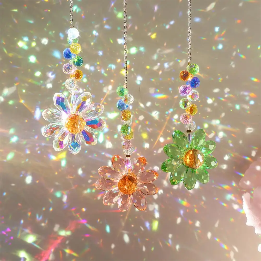 Sun Catcher Rainbow Christmas Tree Sun Catcher Sunflower Suncatcher Window Decoration Faux Rainbow Maker Hanging for Fall