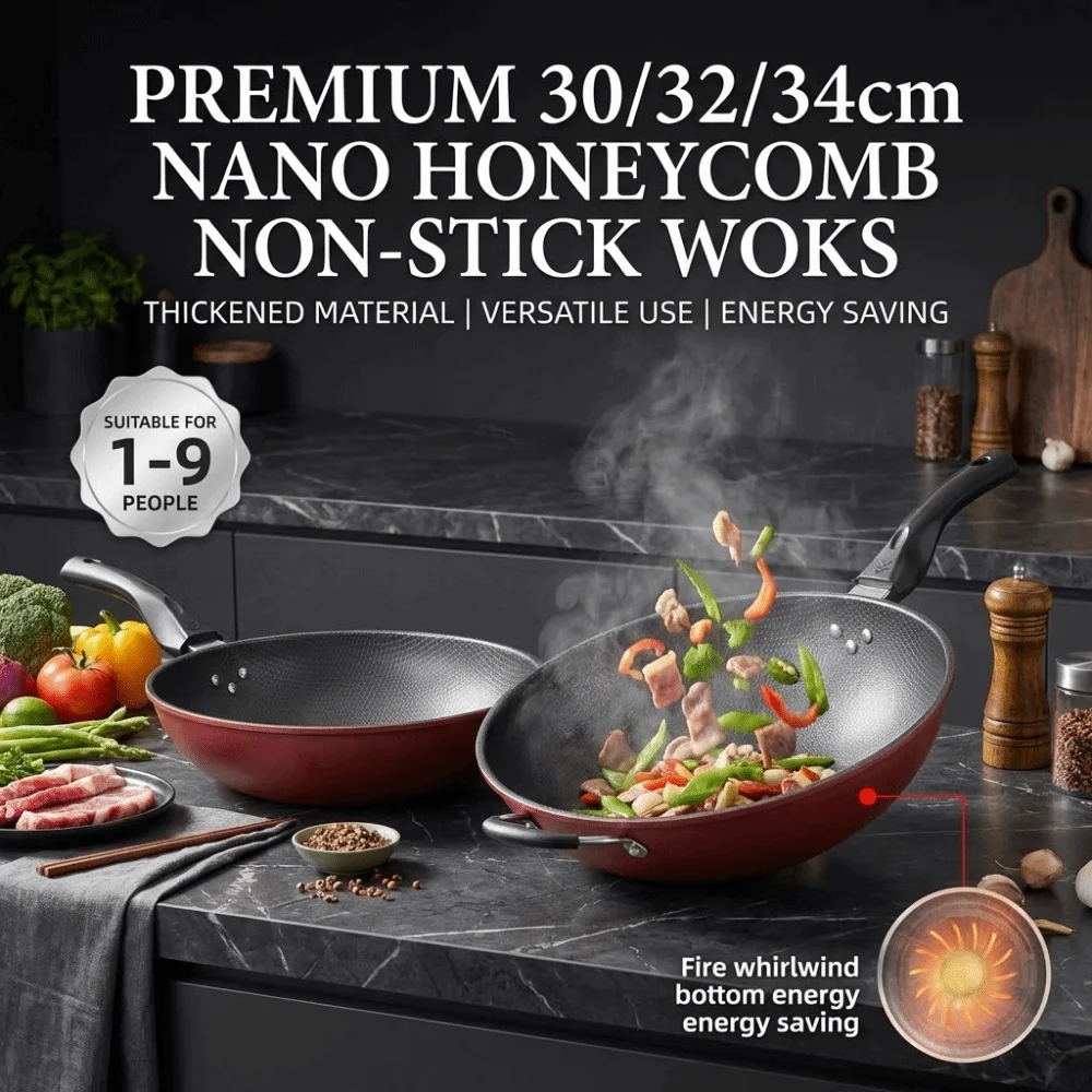 30-32-34cm-cast-iron-wok-pan-honeycomb-multi-functional-stir-fry-wok-cooking-tools-easy-to-clean-non-stick-frying-pan