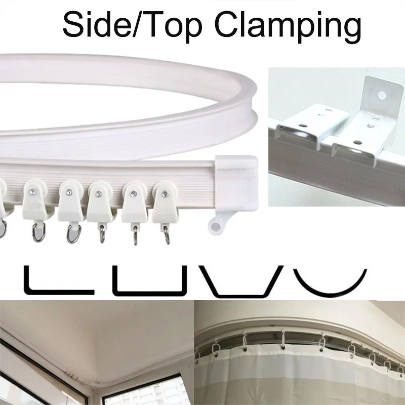 2M Curtain Track Rod Rail Plastic Flexible Ceiling Mounted Curved Straight Slide Windows Bendable Accessories Kit Home Decor B1