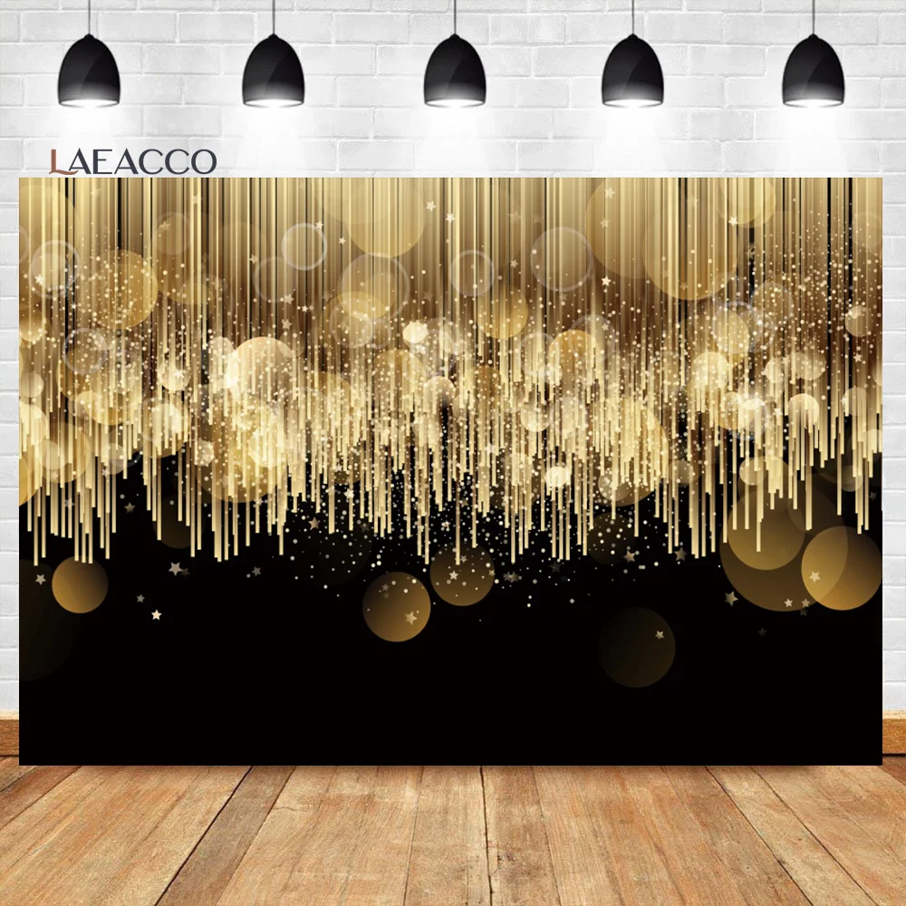 

Laeacco Gold Glitter Backdrop Dreamy Light Bokeh Wedding New Years Eve Adults Birthday Party Portrait Photography Background