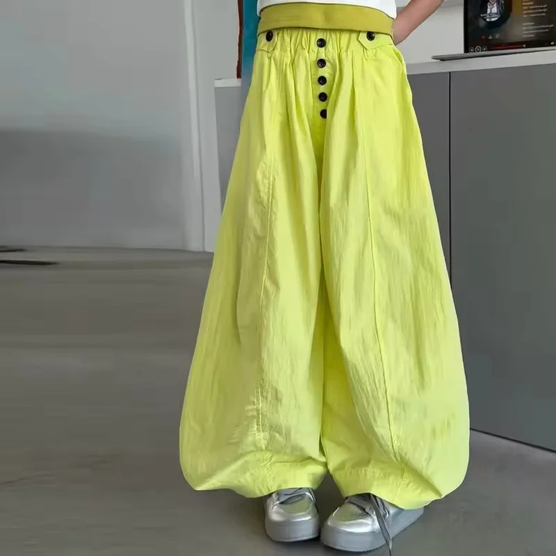 Children Casual Sweatpants Girls Summer Quick-dry Wide-leg Pants Kids Trousers for Modern Hip Hop Street Dancewear Jazz Dance