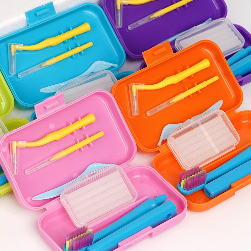Portable Orthodontic Oral Dental Cleaning Kit Travel Oral Hygiene Tools Kits Interdental Brush Orthodontic Wax Teeth Whitening