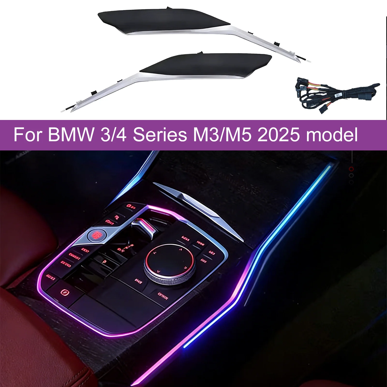 Ezonetronics Car Interior Ambient Light Center Console LED Atmosphere Lamp for 2025 BMW 3 4 Series M3 M5 G20 G22 G80 G82 G90