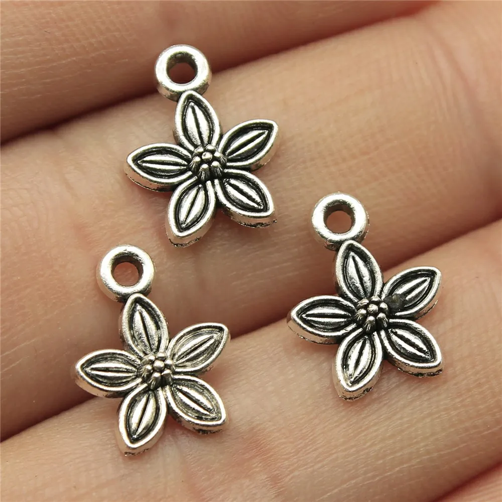 WYSIWYG 40pcs 11x11mm Small Flower Charms Cute Flower Charms For Jewelry Making Flower Charms