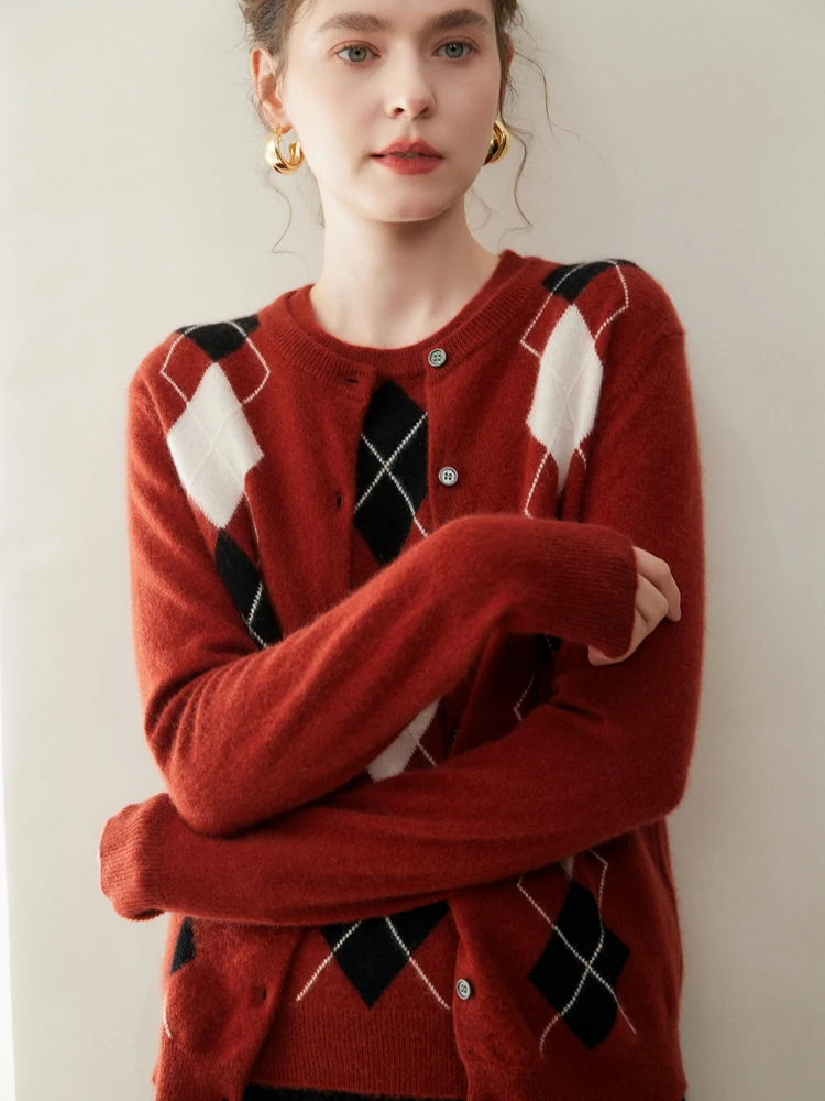 

Yoyoselect, женский кардиган из 100% кашемира, свитер Fair Isle, осень-зима, новая модная верхняя одежда, трикотаж, мягкая одежда, топы