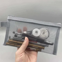 A6 Mesh Zipper Pouch Document Bag Waterproof Zip File Folders School Office Supplies Pencil Case Storage Bags
