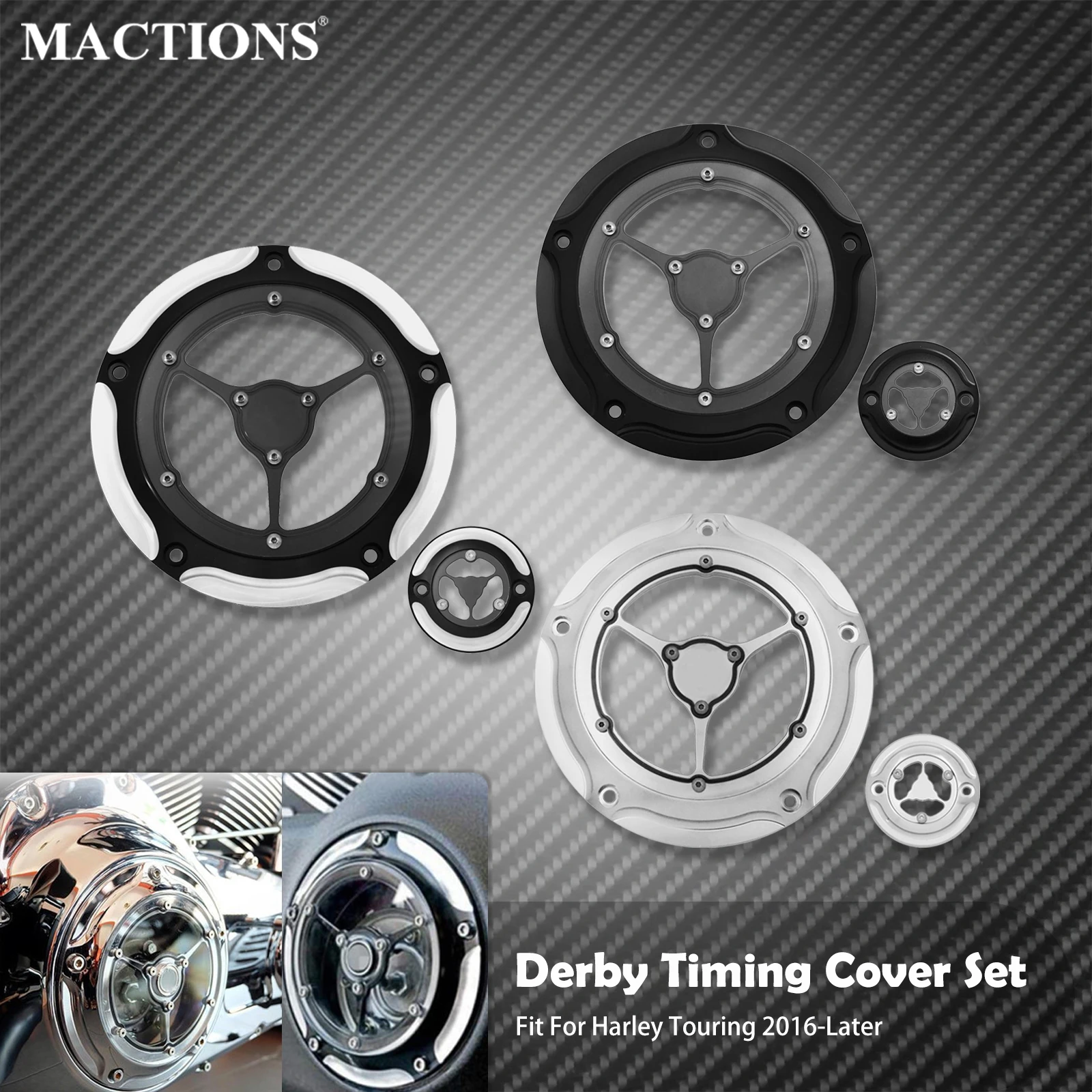 Motorcycle Derby Cover Clutch Timing Timer Cover Black Chrome For Harley Touring Electra Street Glide Road King Road Glide 16-Up